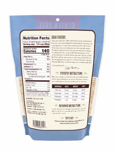 Bob's Red Mill Gluten Free Scottish Oatmeal Perspective: back