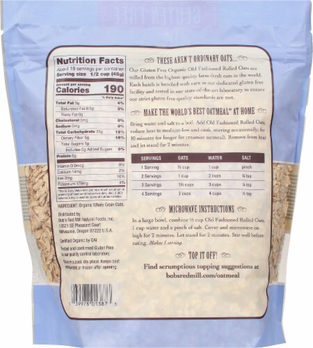 Bob's Red Mill® Organic Gluten Free Old Fashioned Rolled Oats Perspective: back