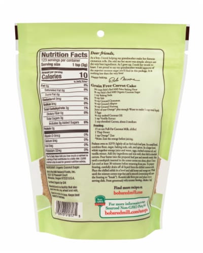 Bob's Red Mill Organic Coconut Sugar Perspective: back