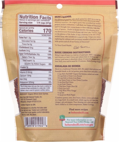 Bob's Red Mill Organic Red Quinoa Perspective: back
