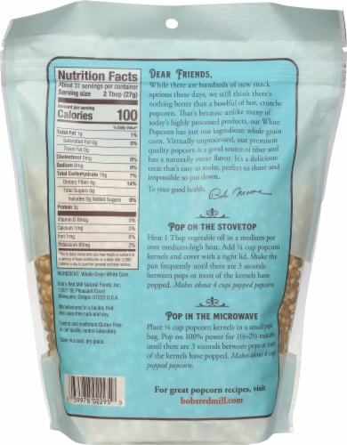 Bob's Red Mill White Popcorn Kernels Perspective: back