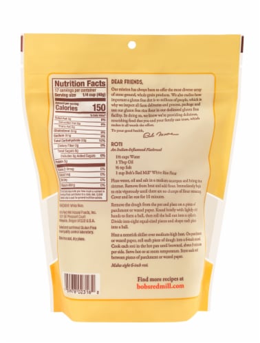 Bob's Red Mill White Rice Flour Perspective: back