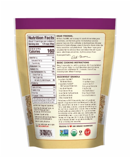 Bob’s Red Mill® Organic Whole Grain Buckwheat Resealable Pouch Perspective: back