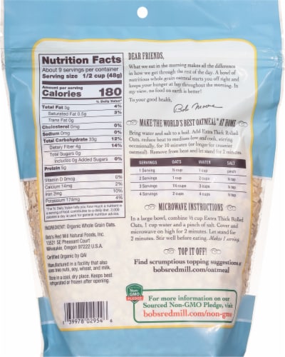 Bob's Red Mill® Organic Thick Rolled Oats Perspective: back