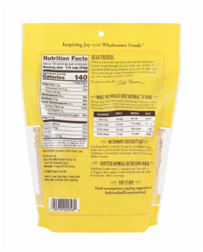 Bob's Red Mill® Organic Scottish Oatmeal Perspective: back