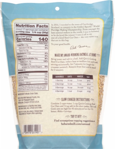 Bob's Red Mill® Quick Cook Steel Cut Oats Perspective: back