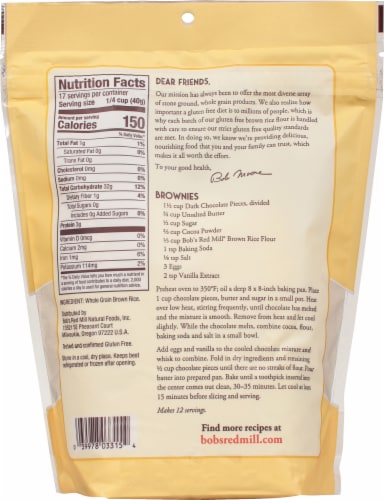 Bob's Red Mill Brown Rice Flour Perspective: back