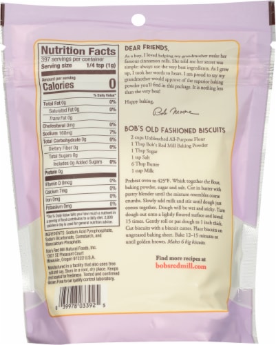 Bob's Red Mill Double Acting Baking Powder Perspective: back