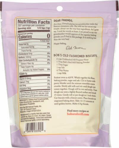 Bob's Red Mill Double Acting Baking Powder Perspective: back