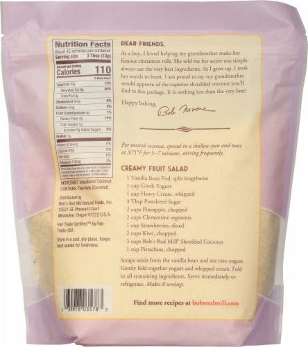 Bob's Red Mill Shredded Unsweetened Coconut Perspective: back