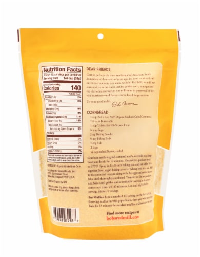 Bob's Red Mill Organic Medium Grind Cornmeal Perspective: back