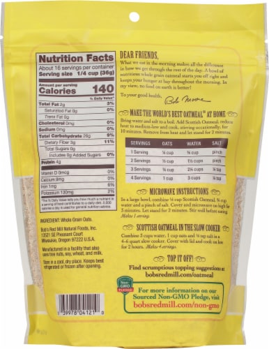 Bob's Red Mill® Scottish Oatmeal Perspective: back