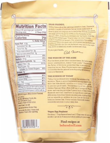 Bob's Red Mill Organic Golden Flaxseed Meal Perspective: back