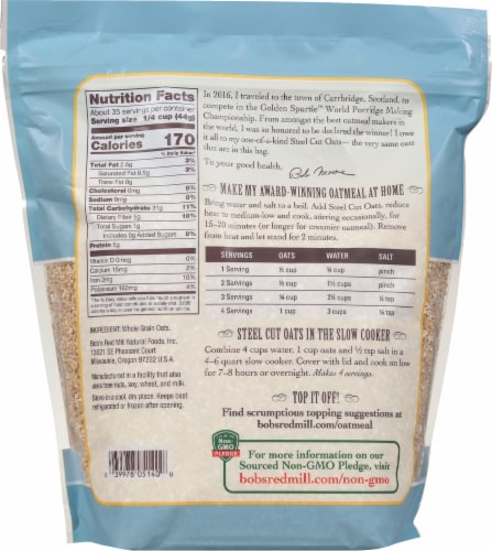 Bob's Red Mill Steel Cut Oats Perspective: back