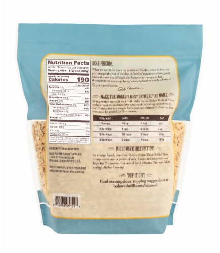 Bob's Red Mill® Extra Thick Whole Grain Rolled Oats Perspective: back