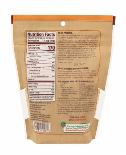Bob's Red Mill® Organic Whole Grain Quinoa Perspective: back