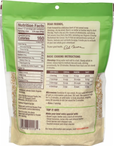 Bob's Red Mill Organic Creamy Buckwheat Cereal Perspective: back