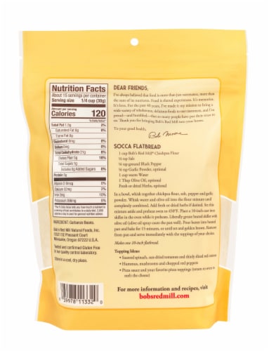 Bob's Red Mill Gluten Free Chickpea Flour Perspective: back