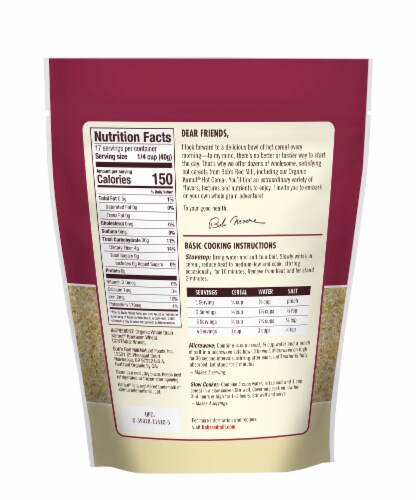 Bob's Red Mill Organic Kamut Hot Cereal Perspective: back