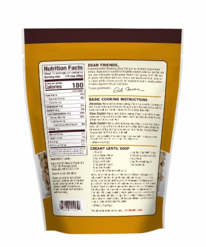 Bob's Red Mill Brown Lentils Perspective: back