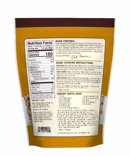 Bob's Red Mill Brown Lentils Perspective: back