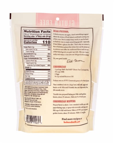 Bob's Red Mill Gluten Free Cornbread Mix Perspective: back