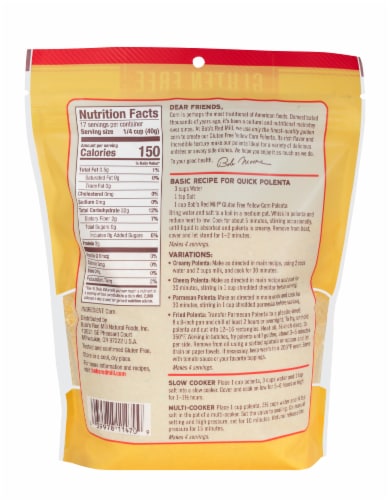 Bob's Red Mill Gluten Free Yellow Corn Polenta Perspective: back