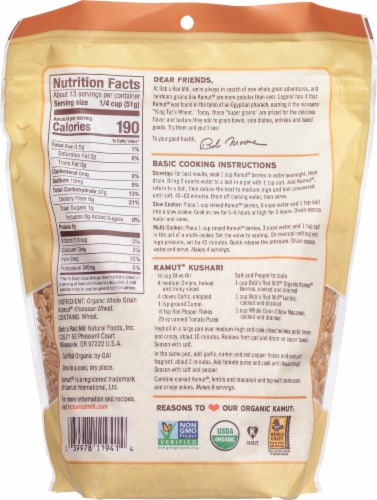 Bob’s Red Mill® Organic Whole Grain Kamut Khorasan Wheat Perspective: back