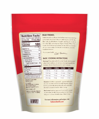 Bob's Red Mill® Creamy White 5 Minute Grits Perspective: back