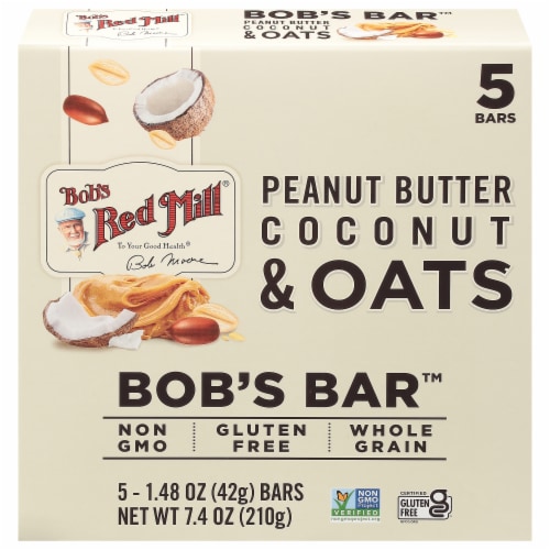 Bob's Red Mill Gluten Free Non-GMO Peanut Butter Coconut & Oats Bob's Bar Perspective: back