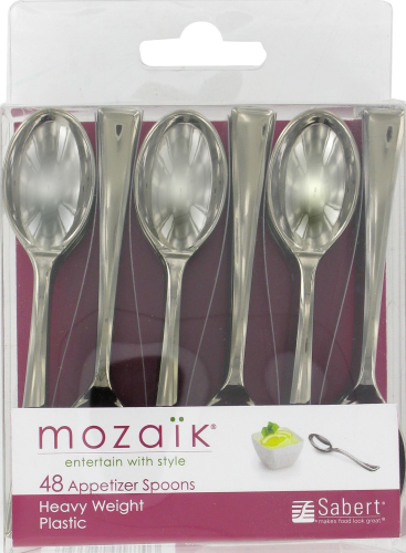 Sabert Mozaik Appetizer Spoons - Silver Perspective: back