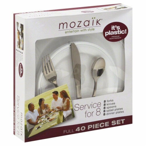 Sabert Mozaik Service for 8 Full 40 Piece Set Perspective: back
