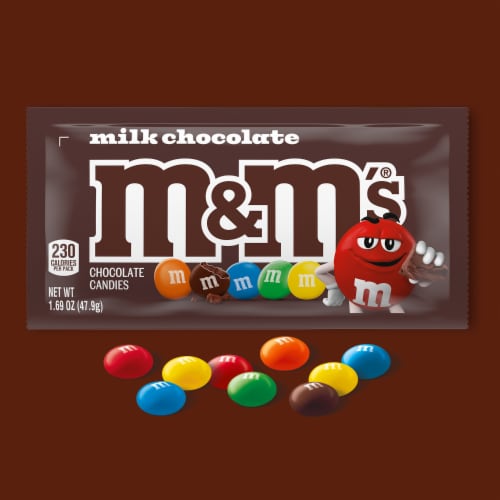 M&M'S Milk Chocolate Candy, Full Size, 1.69 oz Bag Perspective: back