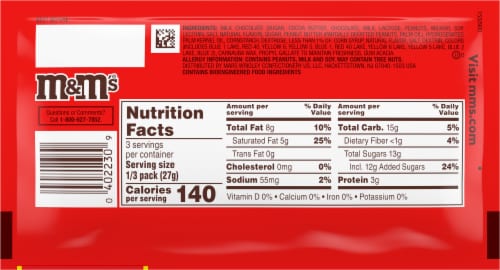 share size peanut m&m nutrition