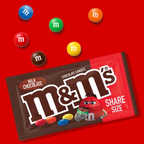 M&M'S Milk Chocolate Candy Share Size Bag Perspective: back