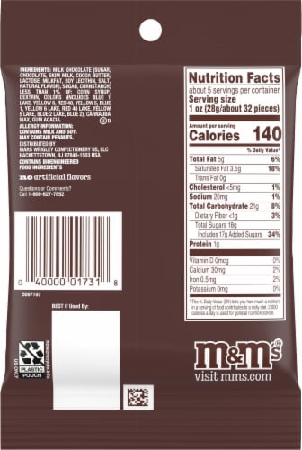 M&M's® Milk Chocolate Candy Bag Perspective: back