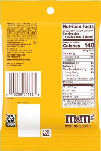 M&M's® Peanut Chocolate Candies Perspective: back