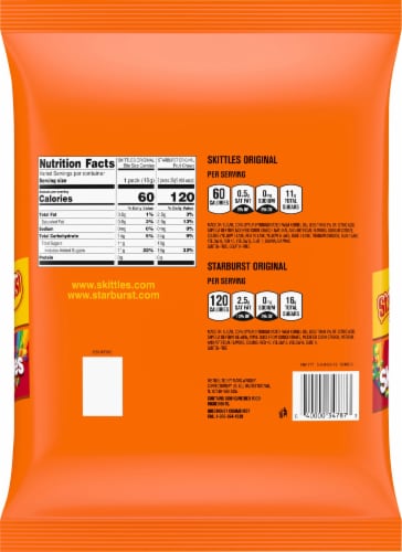 Skittles and Starburst Fun Size Pieces Candy Bag Perspective: back