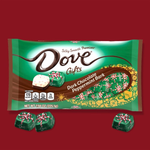 Dove Promises Holiday Individually Wrapped Dark Chocolate Peppermint Bark Christmas Candy Assortment Perspective: back