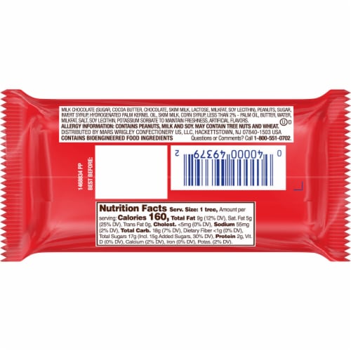 SNICKERS® Chocolate Christmas Candy Tree Bar Perspective: back