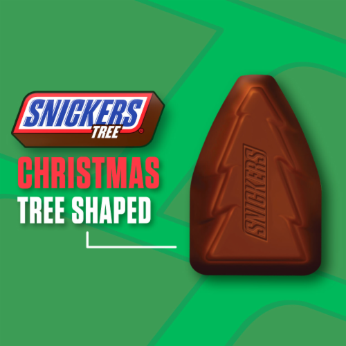 Snickers Holiday Chocolate Christmas Candy Tree Full Size Bar Pack Perspective: back