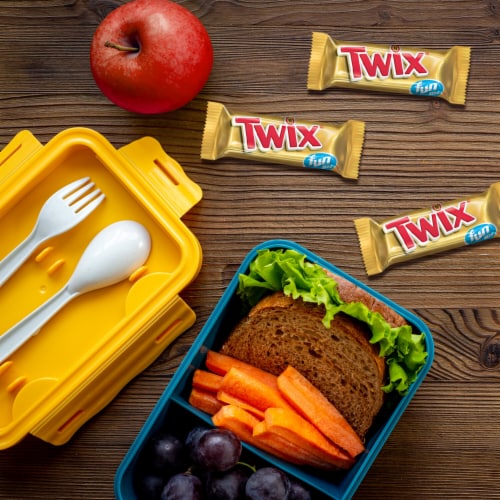 Twix Fun Size Caramel Cookie Chocolate Bars Bulk Candy Bag Perspective: back