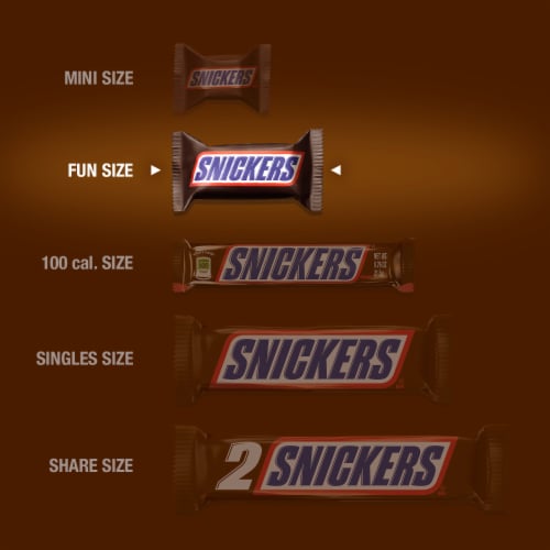 Snickers Original & Peanut Butter & Almond Variety Pack Fun Size Chocolate Candy Bars Perspective: back