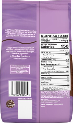 Dove Promises Milk Chocolate & Dark Chocolate Assorted Valentine Candy Hearts Bag Perspective: back