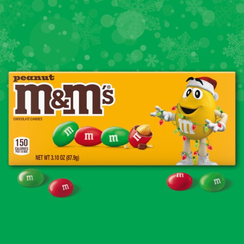 M&M'S Peanut Milk Chocolate Christmas Candy Gift Box Perspective: back