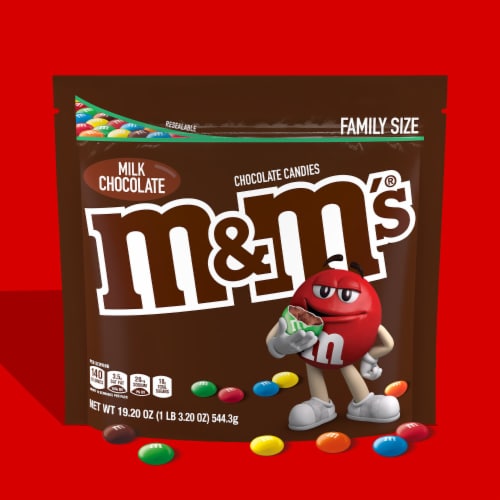 M&M'S Milk Chocolate Candy Family Size Bag Perspective: back
