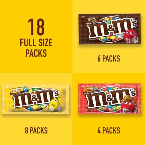 M&M'S Milk Chocolate Peanut & Peanut Butter Summer Candy Variety Assortment Box Perspective: back