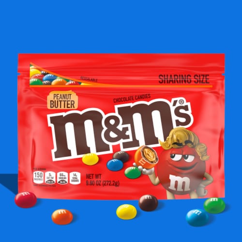 M&M'S Peanut Butter Milk Chocolate Candy Sharing Size Bag Perspective: back