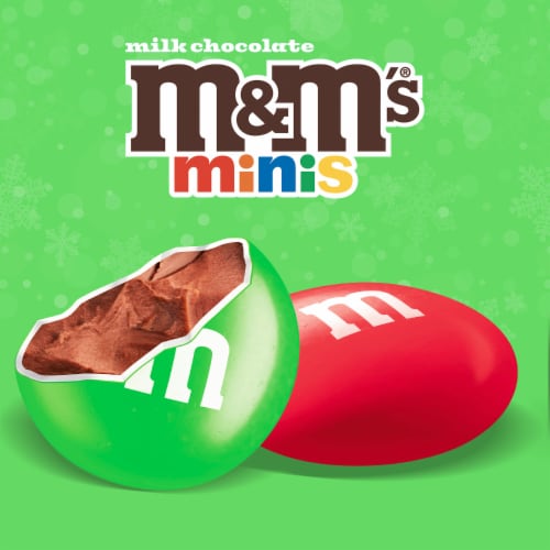 M&M'S Holiday Milk Chocolate Minis Size Christmas Candy Tube Perspective: back