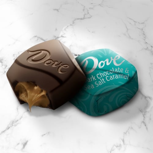 Dove Promises Sea Salt and Caramel Dark Chocolate Candy Individually Wrapped Bag Perspective: back